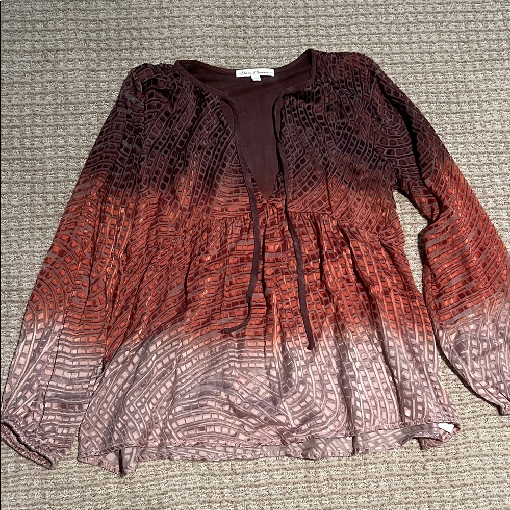 Ombre Long Sleeve Blouse